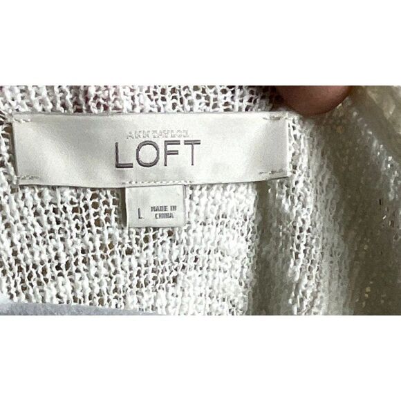 LOFT Textured Shirttail Sweater. large, ivory/cream - Picture 4 of 8